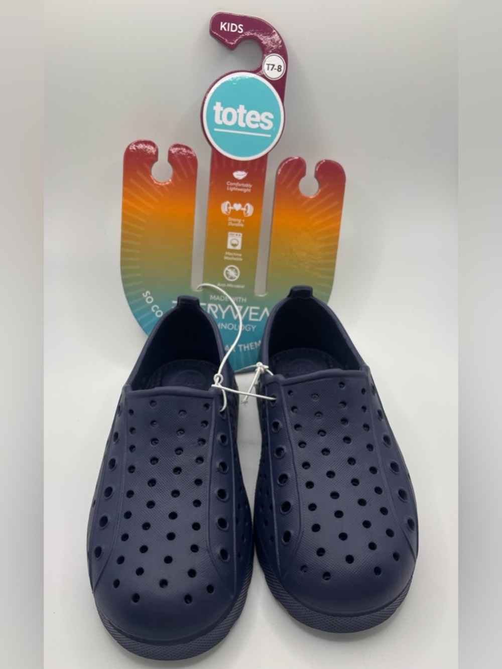 totes navy kids slip-on water shoe T7/8 Blue NWT